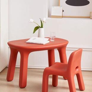 北欧儿童学习桌椅户防撞塑料小型学书习见详情桌子卧室小桌户外板