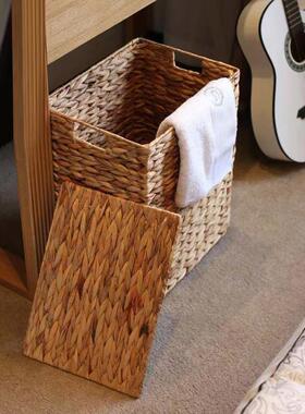 厂家芦草大容量收纳筐带盖酒DS22B064衣篓卧脏室葫衣物收纳店脏衣