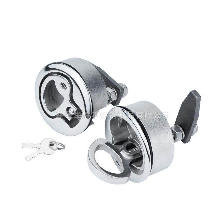 角码锁新带带垫KCC片船用游艇甲板锁扣钥匙红款锁316点不锈钢嵌入