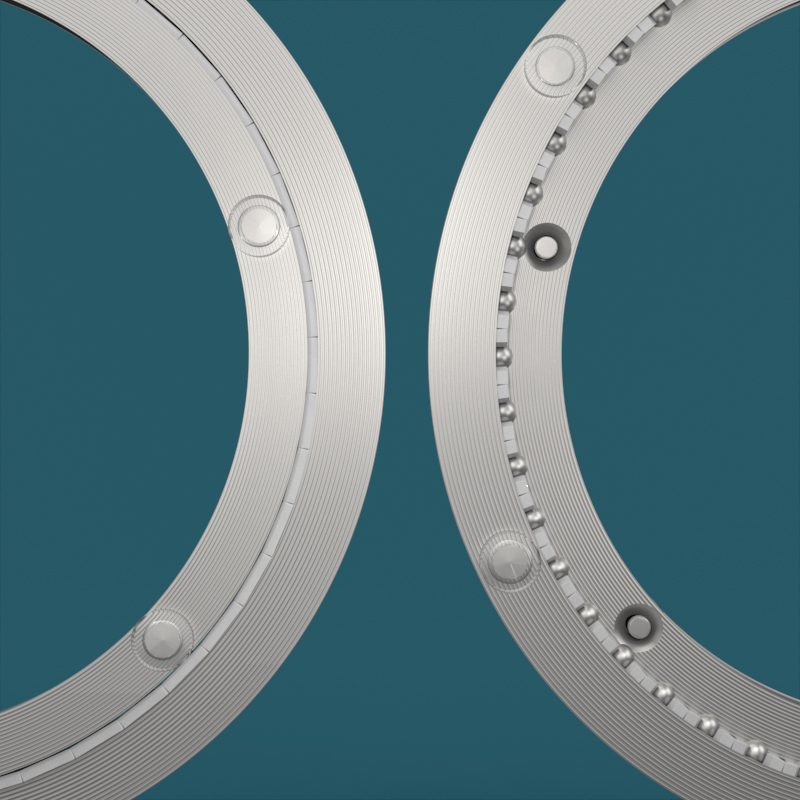 消音铝合金餐桌转盘底座大圆桌轴承大理石玻璃桌子防滑Y轨道44cm