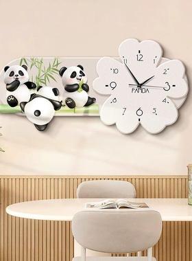 装饰钟餐厅画装饰创意钟表画奶油风挂钟家用静挂音cp#65221厅时饭