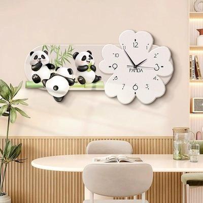 装饰钟餐厅画装饰创意钟表画奶油风挂钟家用静挂音cp#65221厅时饭