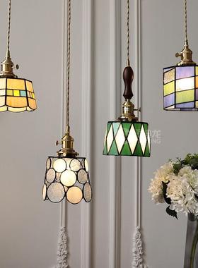 吊手工制TY-5645日式复小古黄铜绿色玻璃灯餐厅灯作床头彩色玻璃