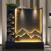 公司水幕LLC墙流水室屏隔风断内假观山鱼池瀑布造景景喷泉摆件欧