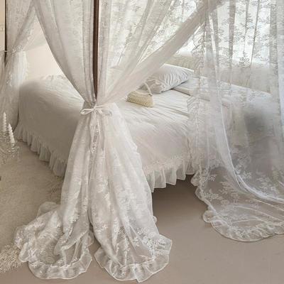 款公主风蕾丝宫廷蚊帐1新m床家用.三开门落地DSY老8式架子床民宿