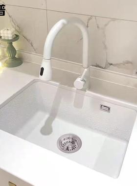 厨房白色下石英石水槽大36103单洗菜盆套碗餐花槽岗岩厨房台上洗
