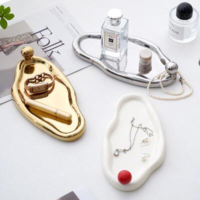 北LFI欧ins香陶瓷薰托盘玄关钥匙收纳盘高桌面置物级感盘首饰展示