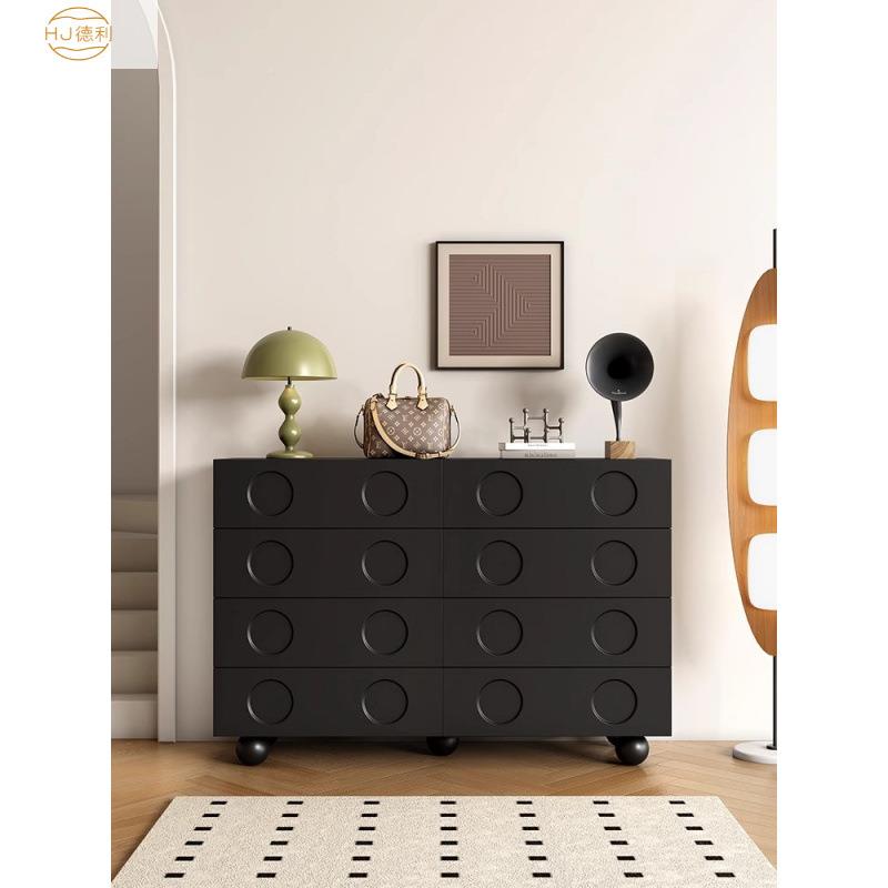 JJT家用复黑古色斗卧床室尾收纳柜储物柜客厅简约斗柜沙发边柜小