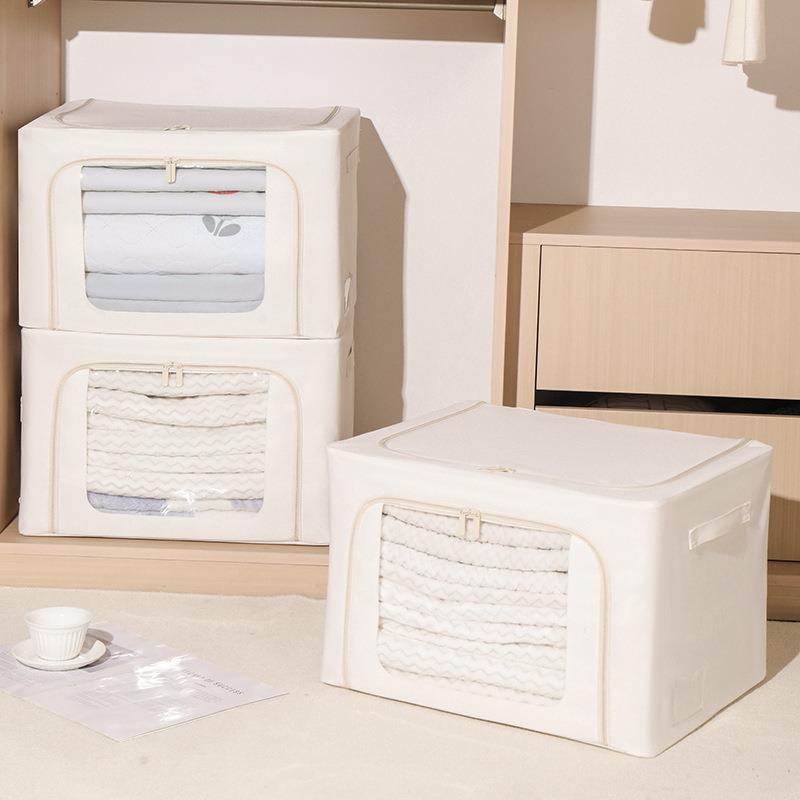 大三开棉收纳箱大视窗量衣物布容艺门66L可折叠百纳箱杂物衣服整