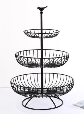 欧现代层客厅创意铁19910水果篮家用北三水果盘多层干果盘零食收