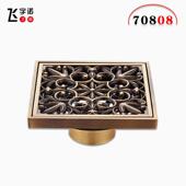 黄铜防臭防19115虫地漏单用浅水方形漏地仿古拉丝地漏铜地漏