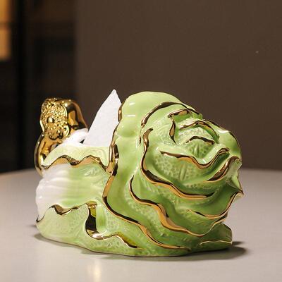 陶白瓷菜装饰品纸巾盒客MAGA-102厅桌面收茶几创意档抽纸盒纳轻奢
