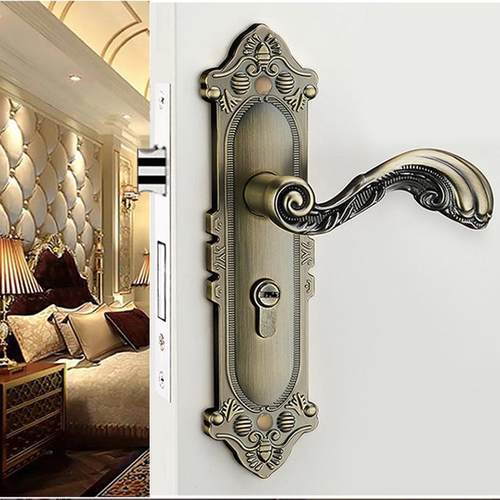 基亚锁业欧式青古内执手静音门锁锌合金门实木房铜室门锁具卧JY00