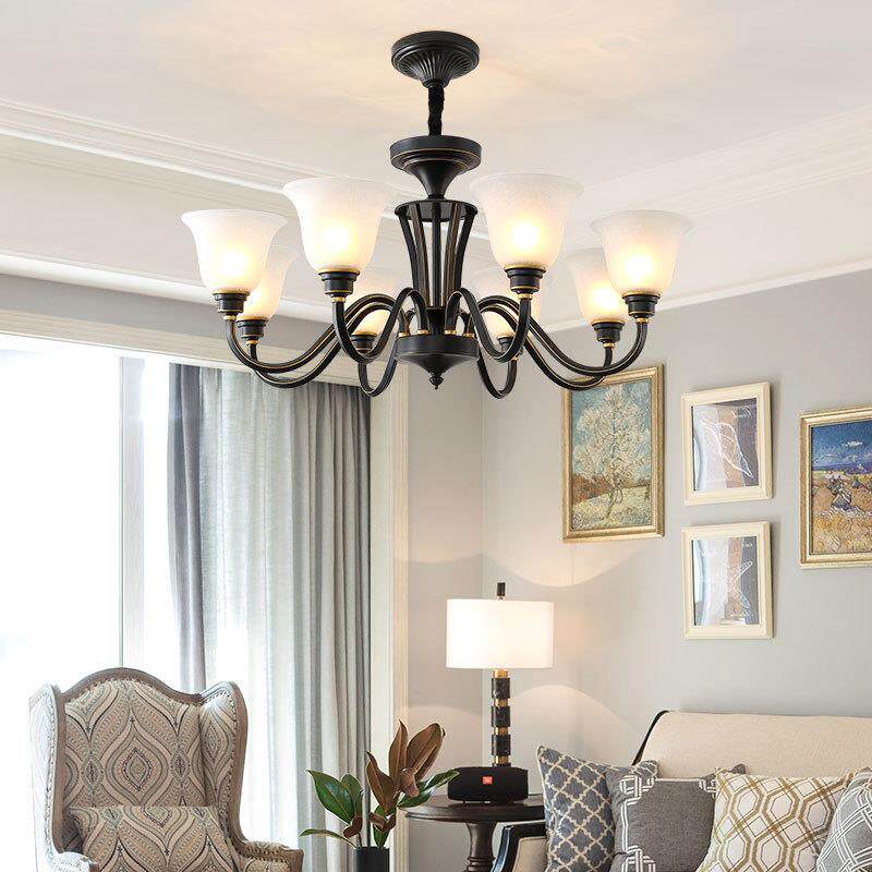 美式厅吊灯18184铁艺简乡村约客厅灯餐厅卧灯复古大客厅欧式室黑