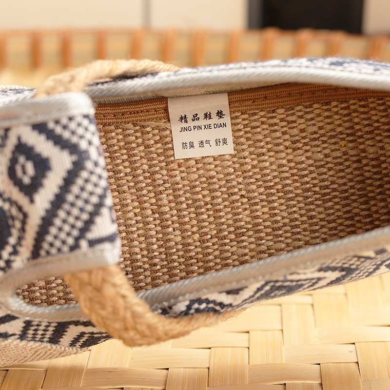 2021夏季民族风布鞋男鞋子透气懒人圆头亚麻草编低帮一脚蹬布鞋男