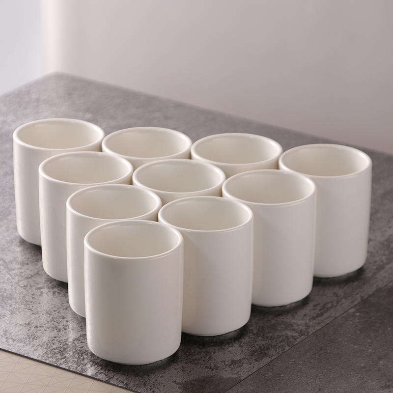 10个装陶瓷加厚耐高温茶杯纯白色杯子早茶楼杯餐厅饭店小酒杯酒店