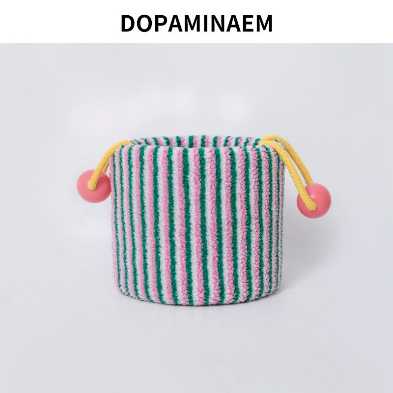 可爱条纹收纳筐玄关桌面玩具零食篮车载床头化妆品储物盒儿童礼物