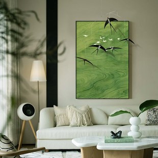 燕子挂饰法式中古风客厅装饰画入户正对门玄关画现代简约艺术挂画