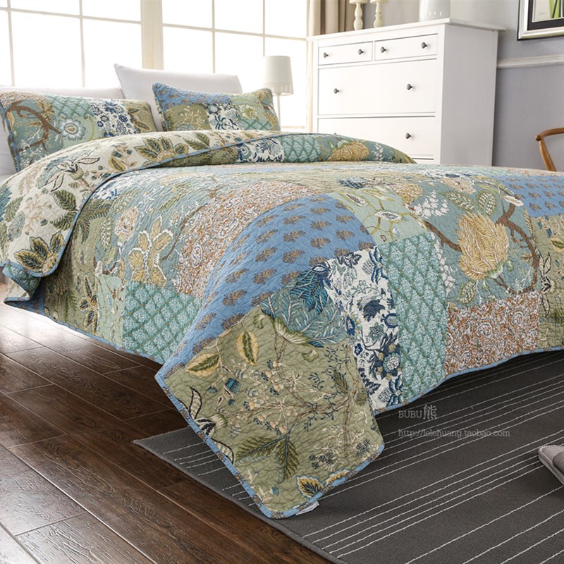 特大新品拼块全棉绗缝被三件套床盖纯棉可水洗棉被空调被夏凉被子