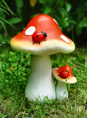 户外庭院景观装饰品花园盆栽盆景装饰迷你仿真蘑菇微景观草坪摆件