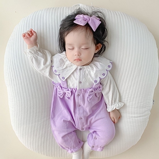 婴儿网红春秋装连体衣女宝宝超萌公D主哈衣秋款满月百天外出爬爬
