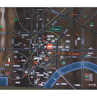 售楼部仿古铜电子区位图制作房地产区位图楼盘区位壁挂地图定做