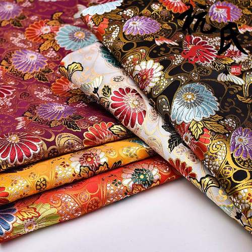 西阵唐织仿云锦日式和风小服花RSP织锦缎布料装儿童扇拜年锦缎面