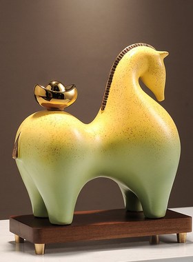 马上有钱摆件招财办公室装饰x品高档新中式客厅博古架店铺开业礼