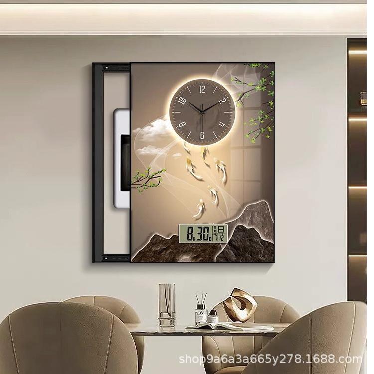 轻防奢钟电表箱装饰画带表万温年历度新款遮挡电闸盒消福禄安康栓