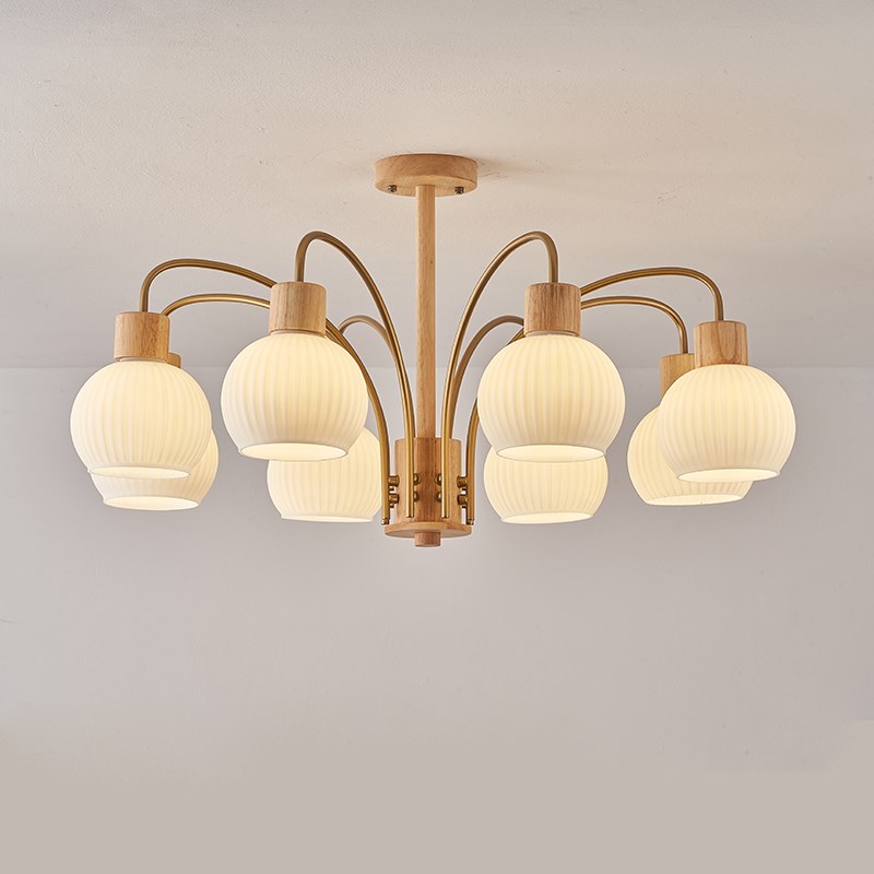 北欧原木风餐厅吊灯简约现代日式风格护眼卧室灯具全光.谱客厅吊