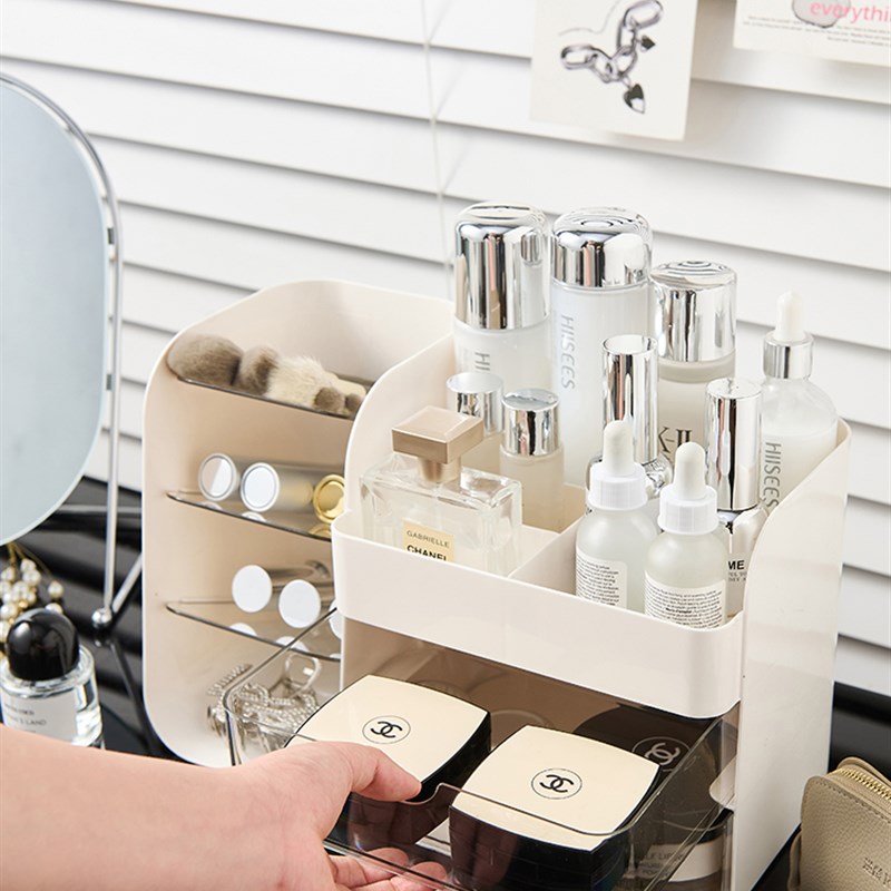 斜插笔筒桌面收纳盒多层抽屉式n文具收纳盒多功能透明可视工位办