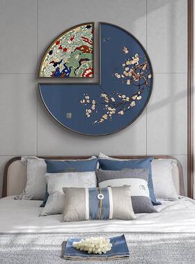 喜上眉梢新中式花鸟餐厅装HXM76680饰画关壁形画圆挂意画中国风创