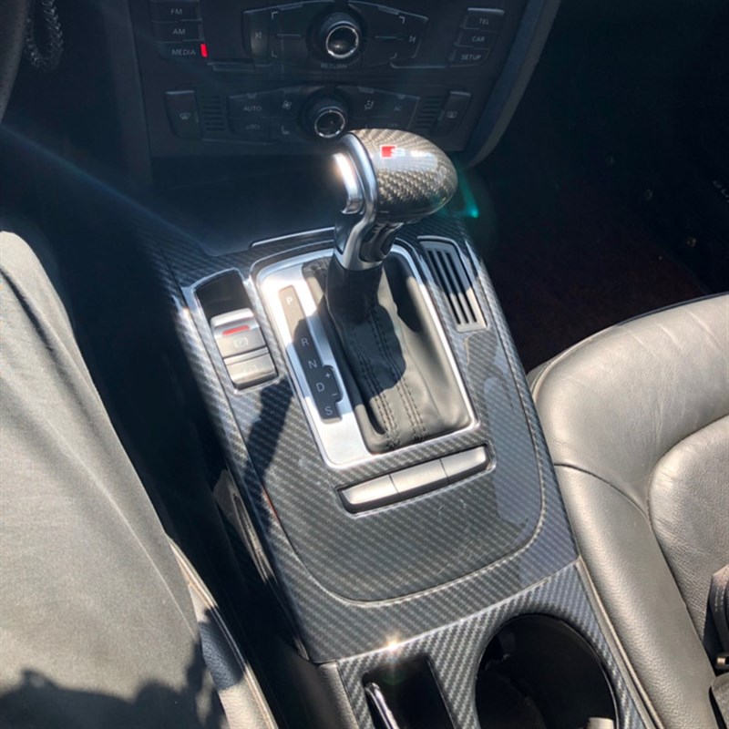 适用2009-2016款奥迪A4L B8C 5D碳纤维桃木纹内饰改装前台档位贴