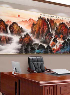 发紫气公东来HS-09030靠山图办字画装饰风景山水客厅挂画国画沙背