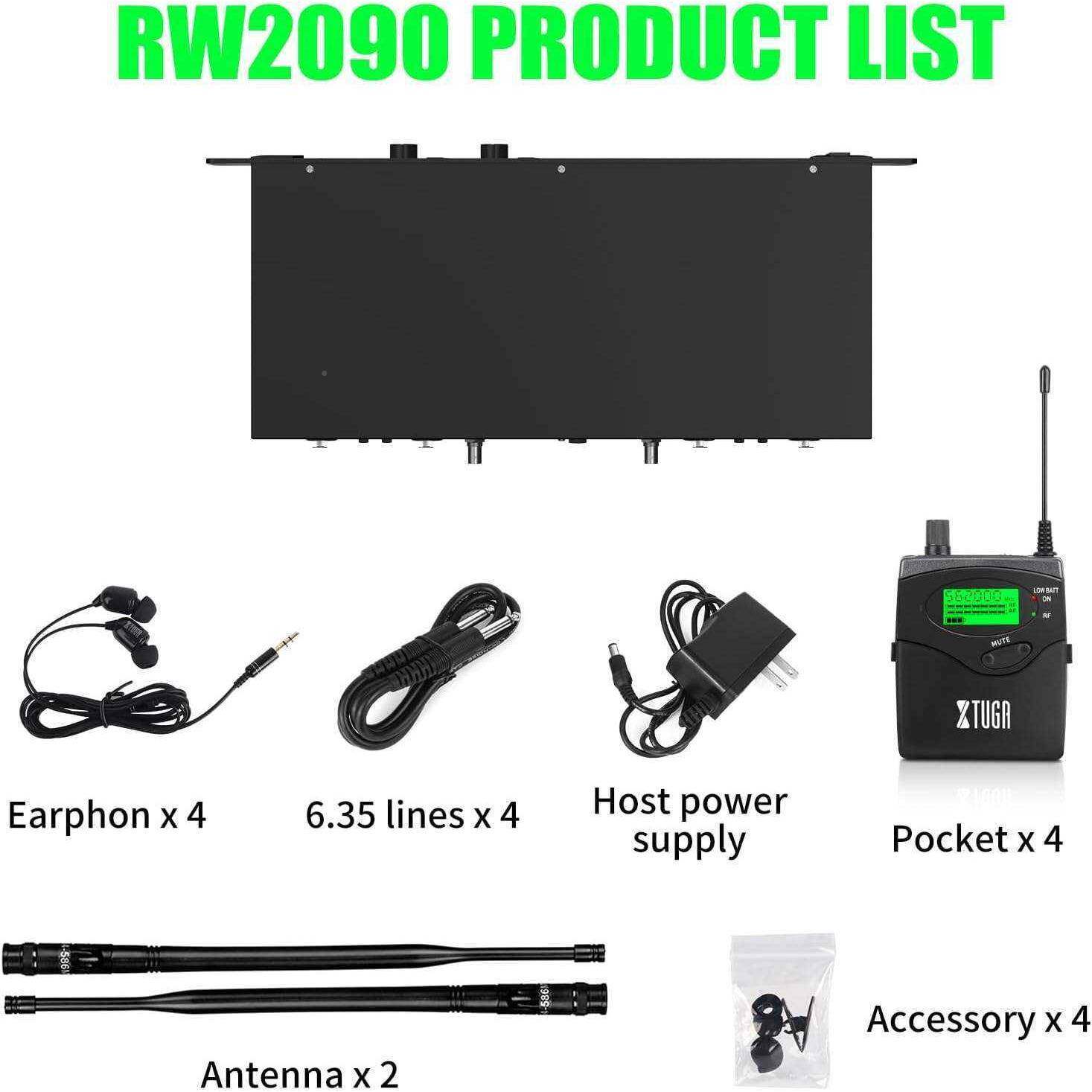 RW2090专乐业舞台无线听耳返监系统一拖式四入耳耳机返听队RW2090