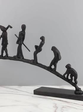 中式新创意黑色铸0550铁人物样板房视电柜卧室书房桌客厅面玄关摆