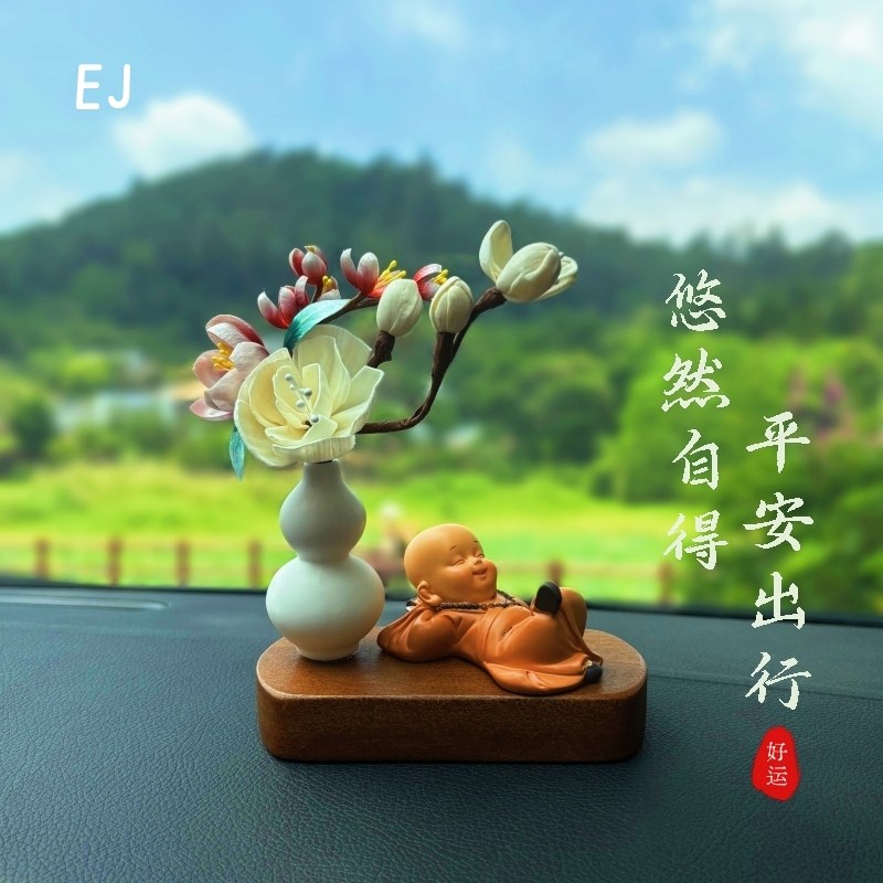 平安佛汽车摆件车内装饰品2025新款高档车载中控台V装饰品送礼佳