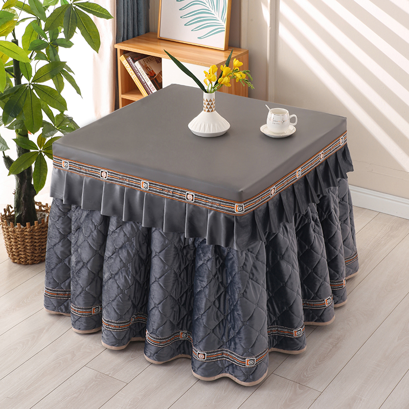 正方形裙式烤火桌子罩套双面绒加厚取暖桌罩电炉套V罩烤火罩子新