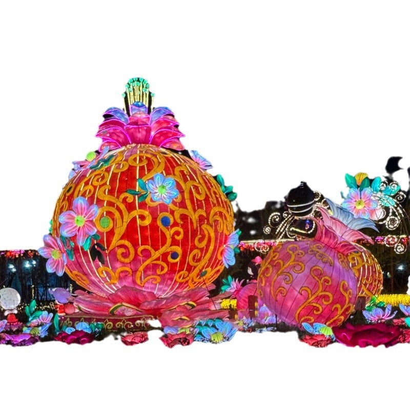 2025元宵e节大型石榴花灯春节彩灯民族团结石榴籽造型大型传统花