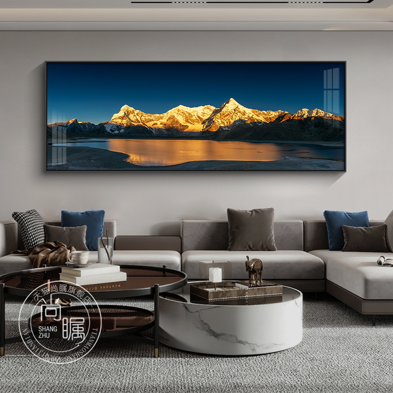 定做南迦a巴峰客金厅饰画瓦发景墙画挂办公室装酒店日照山风背景