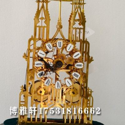 骨架钟纯铜镀金机芯报时单铃玻璃罩透视齿轮座钟欧式样板间摆件钟,家居饰品,座钟,淘宝优惠券,粉丝福利购,淘宝优惠卷