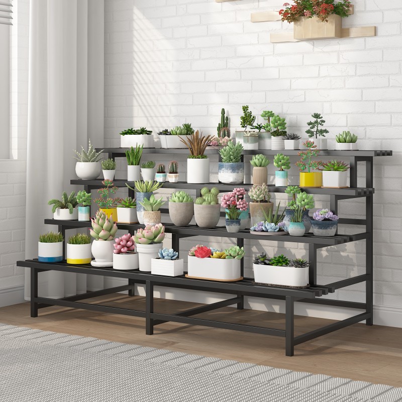 花架置物架阳台客厅落地式多肉y铁艺多层户外庭院花盆不锈钢阶梯