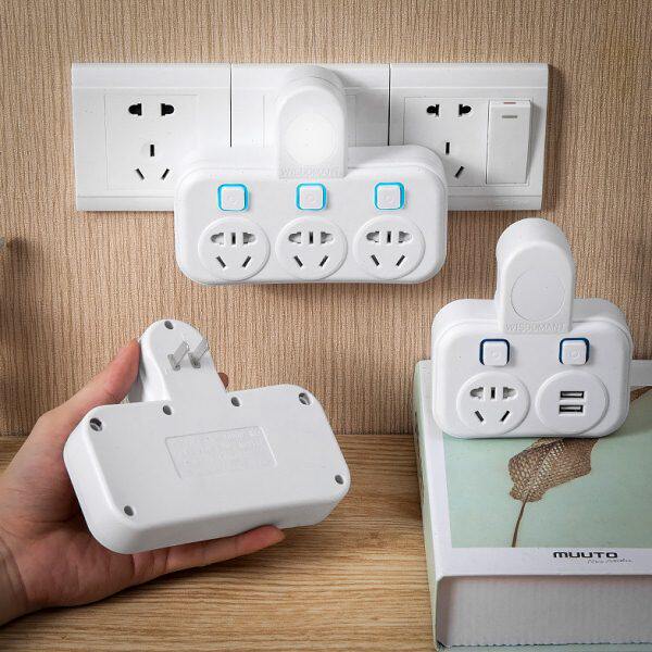 二2 角插座转换器两脚插头排脚二三插线板无线转多功能脚两双孔脚