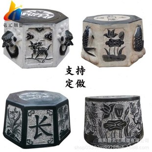 石雕井口石头井圈青石仿古庭院家用圆形方形排水井盖一套井沿加工