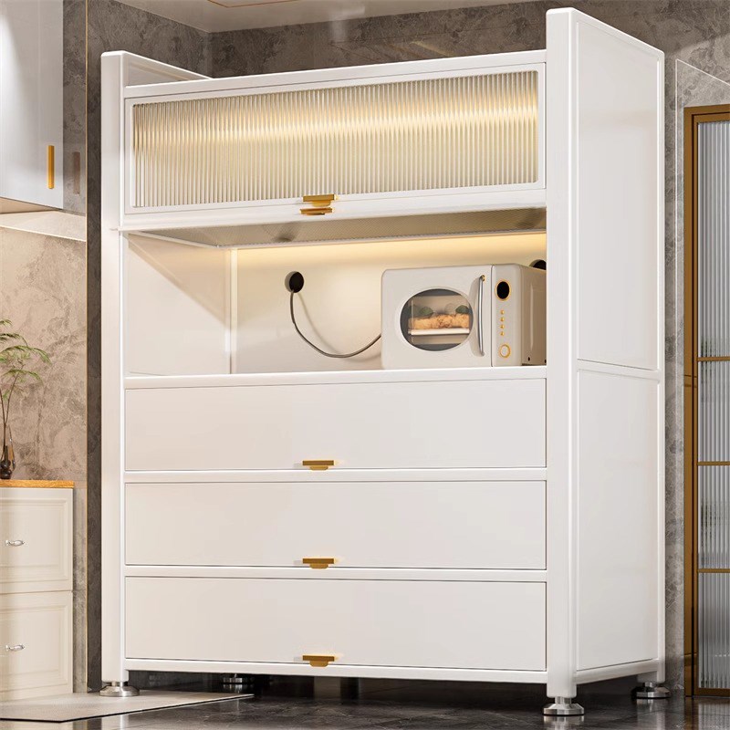 厨房钢制置物架靠墙一体储物w柜餐边柜家用锅碗柜落地多功能收纳