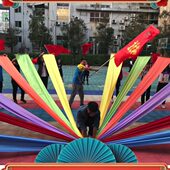 运动绸带绸创意道具彩带彩舞七色入场绸段氛围舞蹈彩带开场舞道具