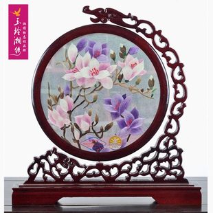玉玲湘绣双面绣摆件手工刺绣龙头架202530混批商务会议乔迁礼品