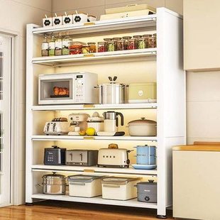 厨房钢制夹缝收纳柜超窄置物架落地微波炉架带门橱柜缝.隙储物柜