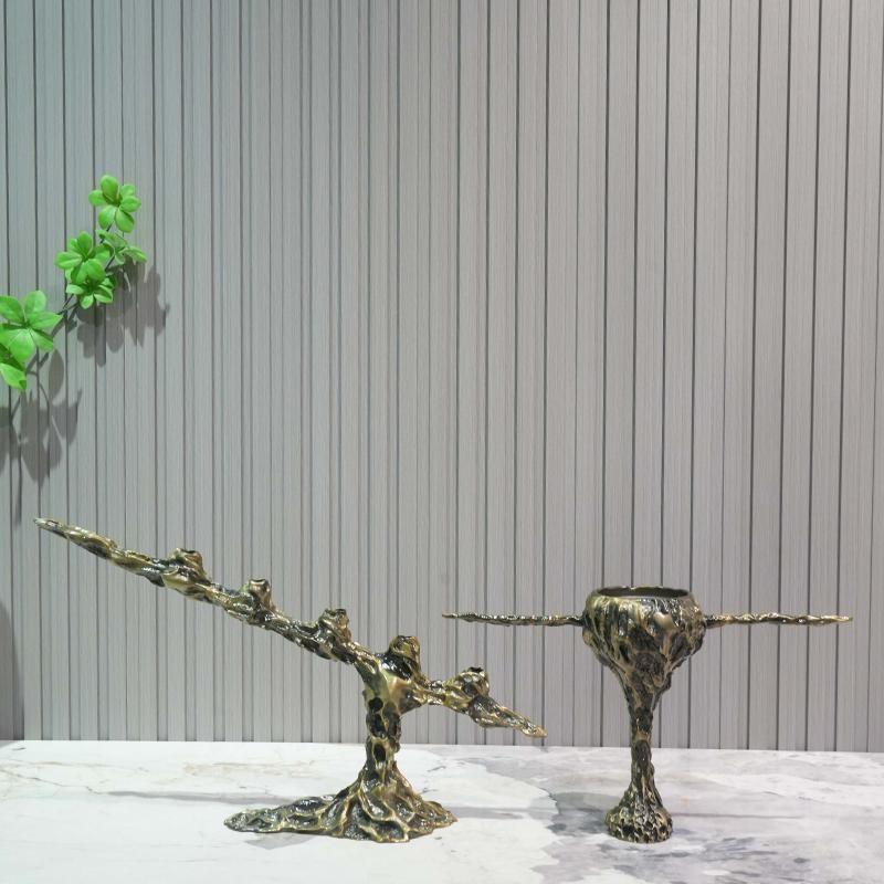 覆古几何铜氛围感烛台摆件样板间B售楼处音乐主题印度欧式桌面装