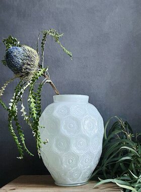 绿色莱俪口插花料坛海子七彩替瓷器肚白色花瓶平同款葵大形小水晶